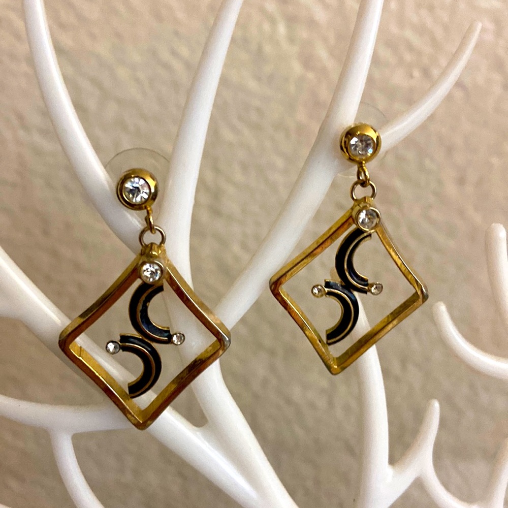 5/$10❤️❤️❤️Vintage 90s Dangling Rhinestoned Post Earrings